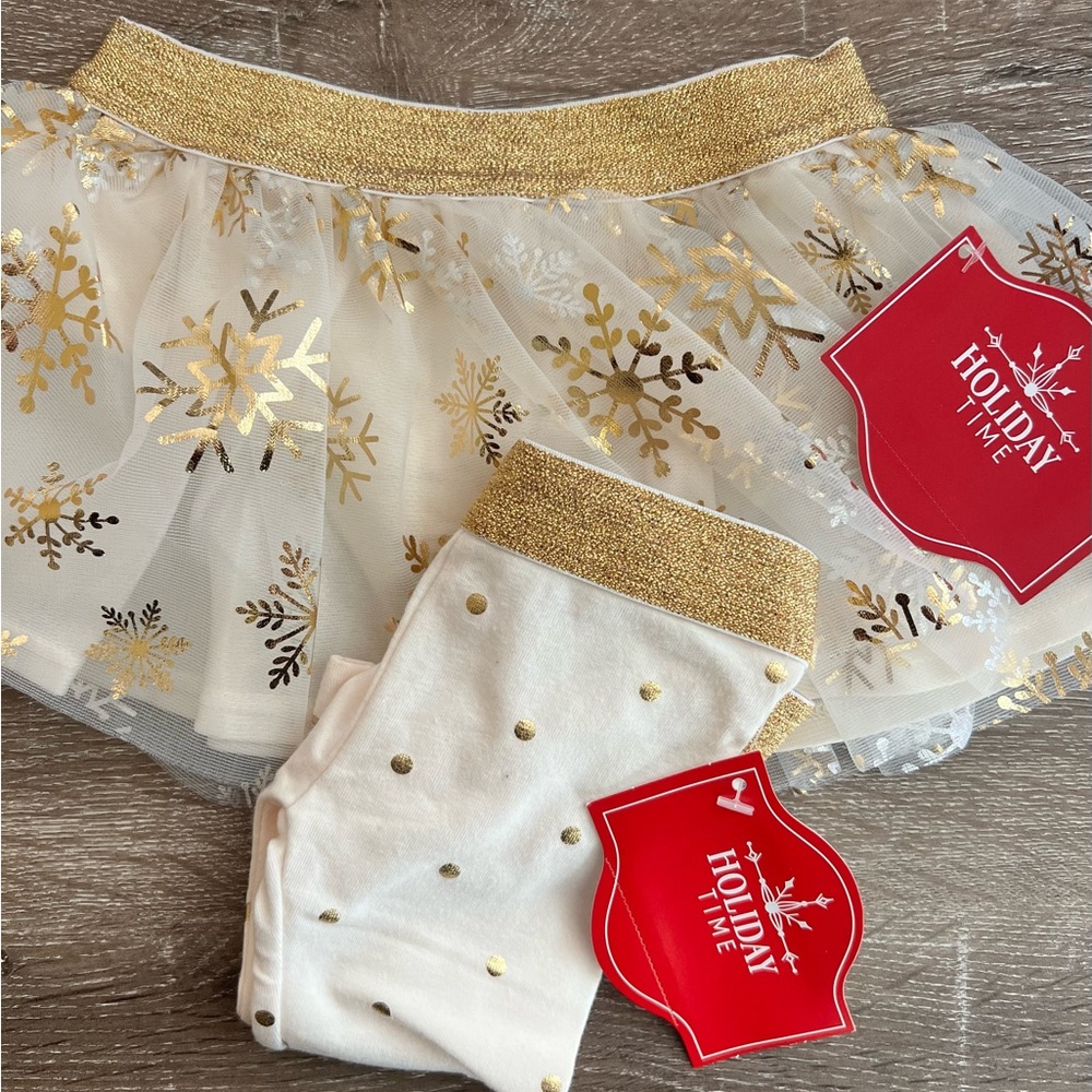 Holiday Time Girls Christmas TuTu and Matching Leggings.  NWT